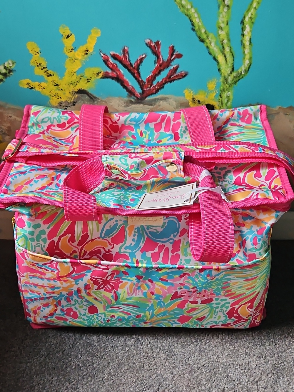 Lilly Pulitzer Pink Tropical Print Tote Cooler